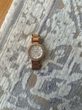 Michael Kors Rose Gold Tone Crystal-Trim Bracelet Watch